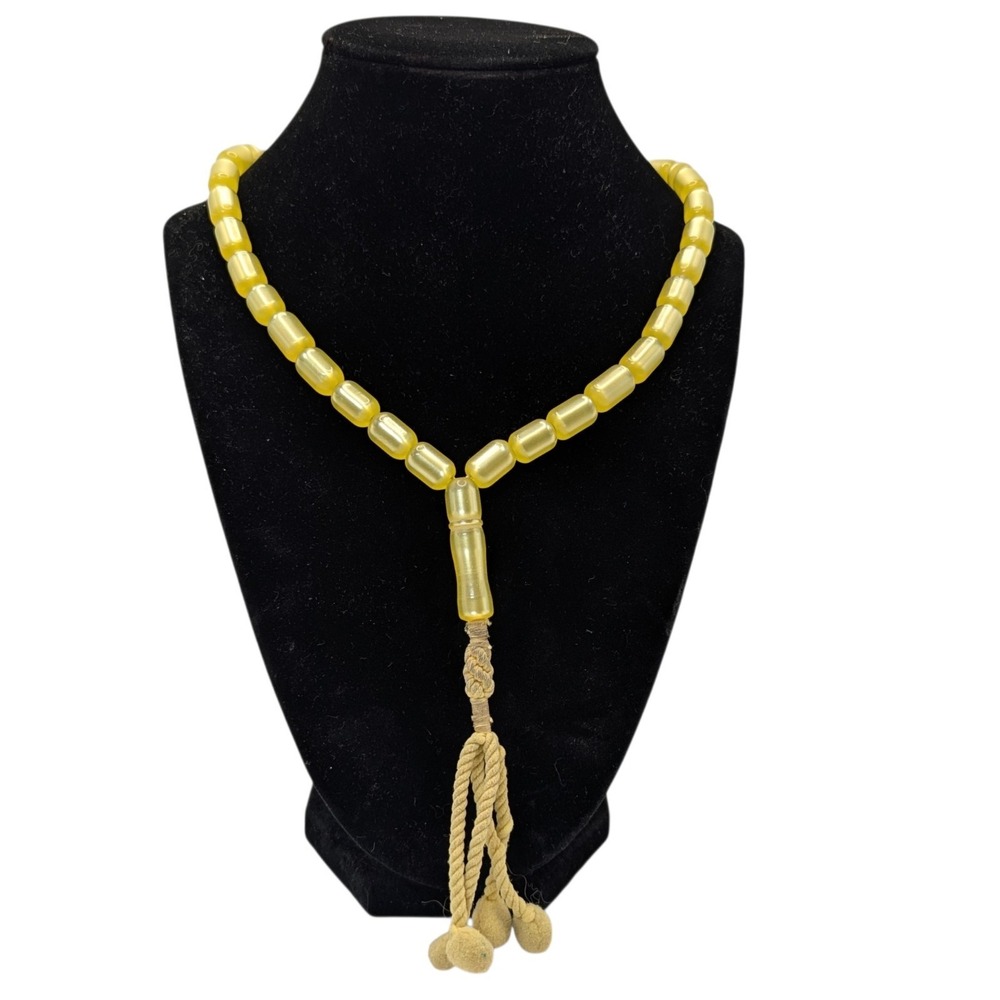 Vintage Lucite Moon Glow Yellow Small Necklace or Wrapped Bracelet Nine Inches